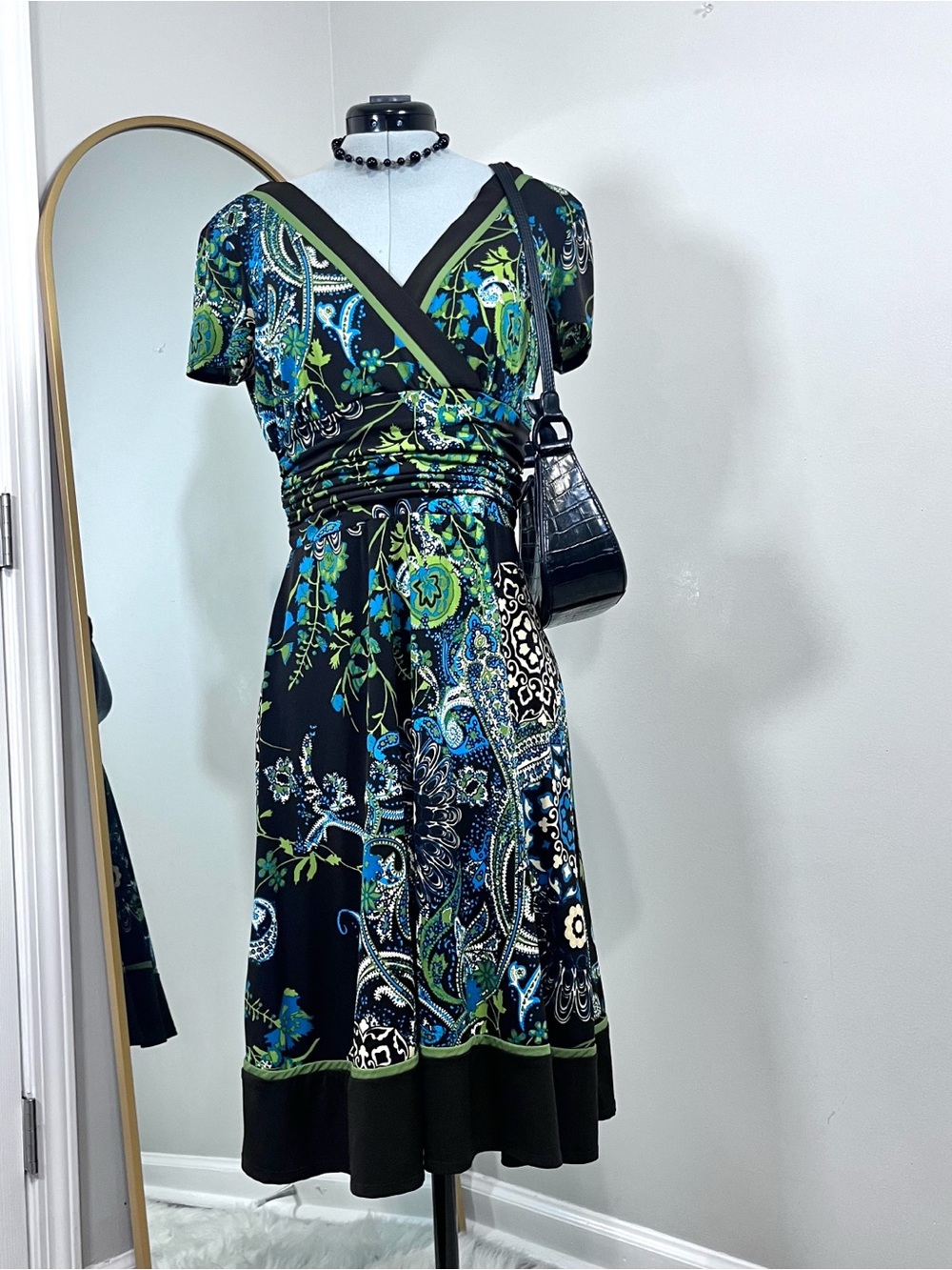 Studio I Multi Color Mod Abstract Gathered Waist Dress